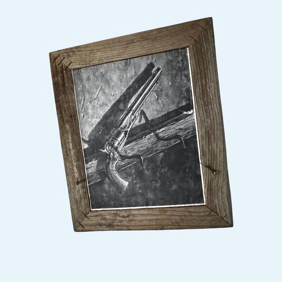 Cowgirl Pin-Up Western Wall Art in Barnwood Frame | Double-Sided Rustic Decor - Picture 6 of 9